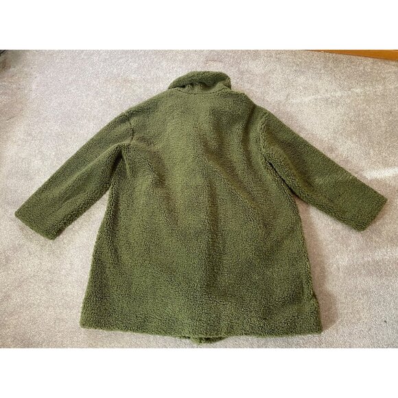 J.Jill Womens Olive Green Soft Faux Fuzzy Fur Coat 2X - Picture 2 of 11